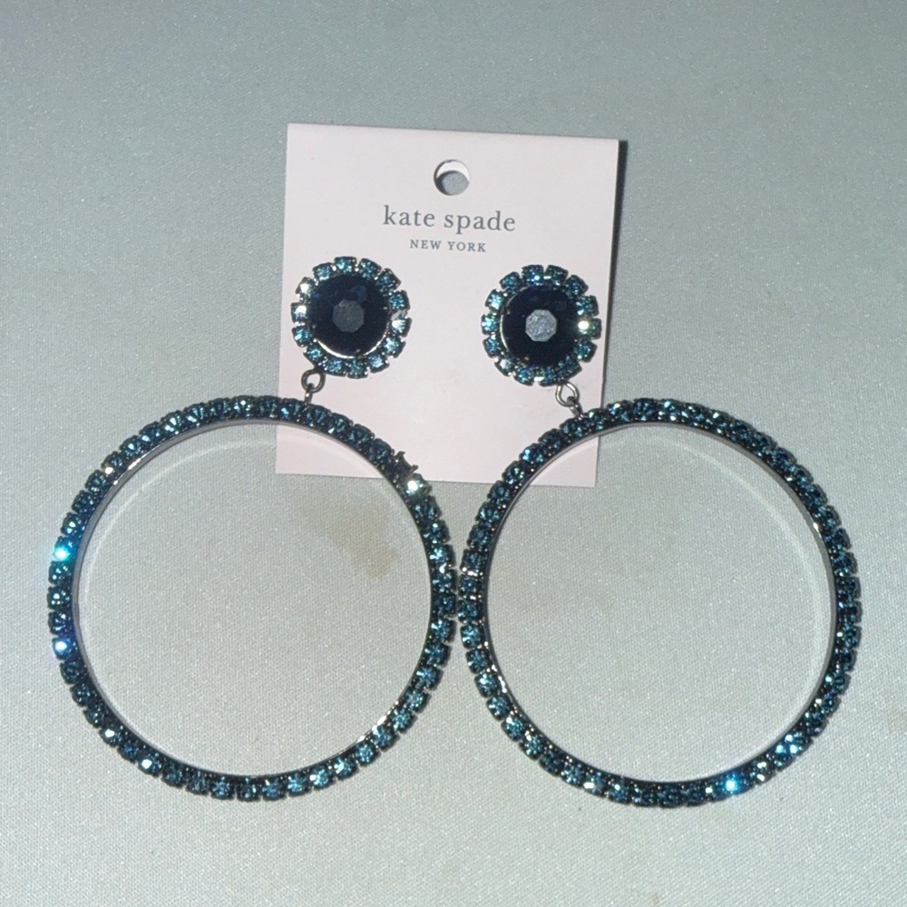 Kate Spade Teal Crystal Hoop Earrings